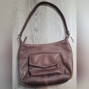 FOSSIL BROWN PEBBLED LEATHER SHOULDER BAG Vintage